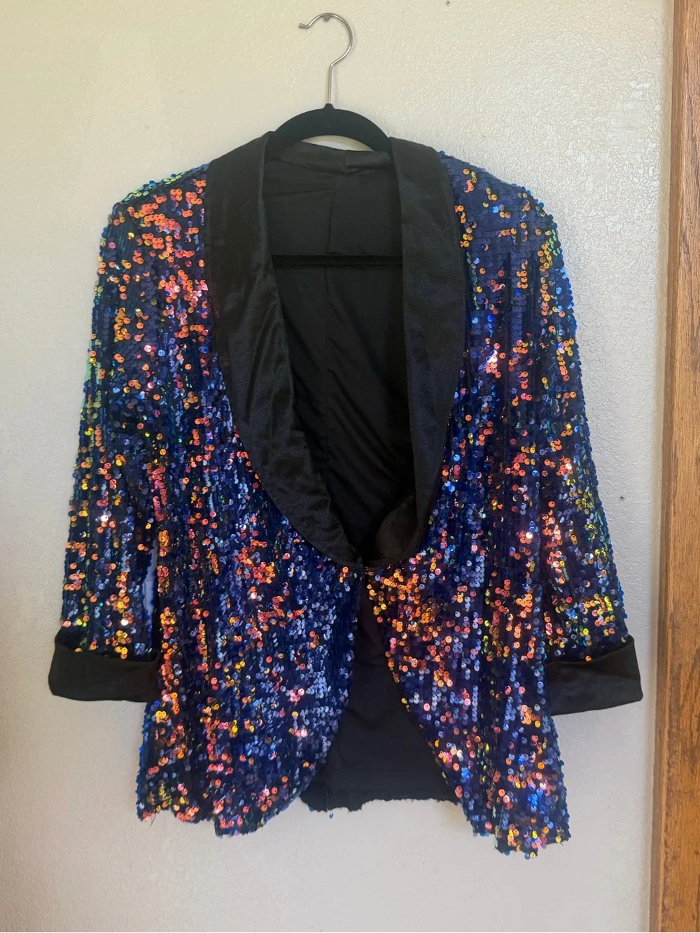 Sequined Navy Multicolor Blazer Jacket